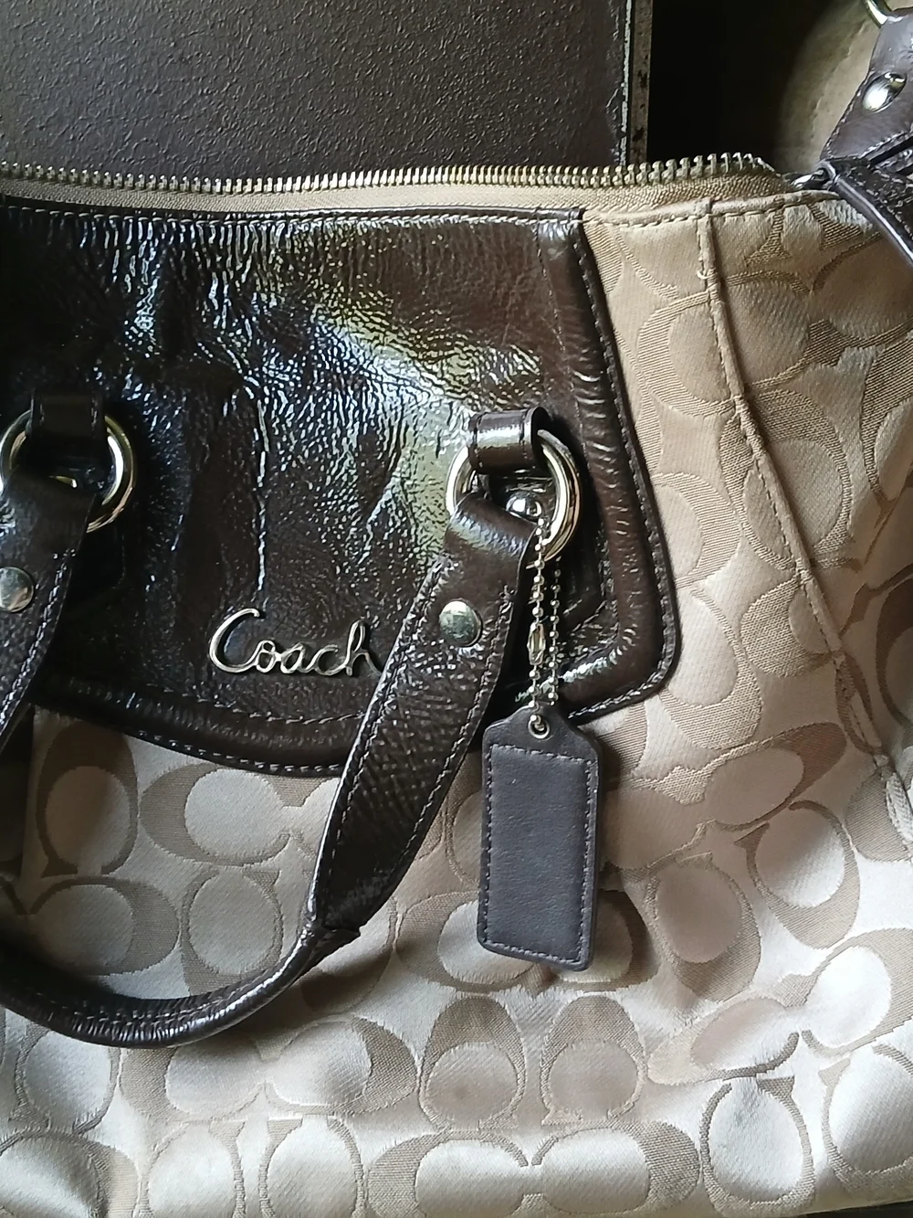 Coach Signature Canvas Tote in Beige and Brown